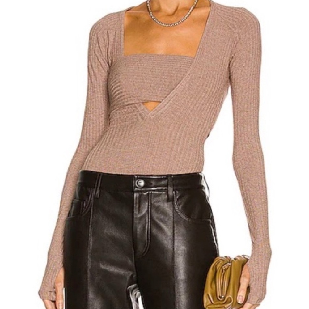 ALIX NYC Tan Long Sleeve Bodysuit